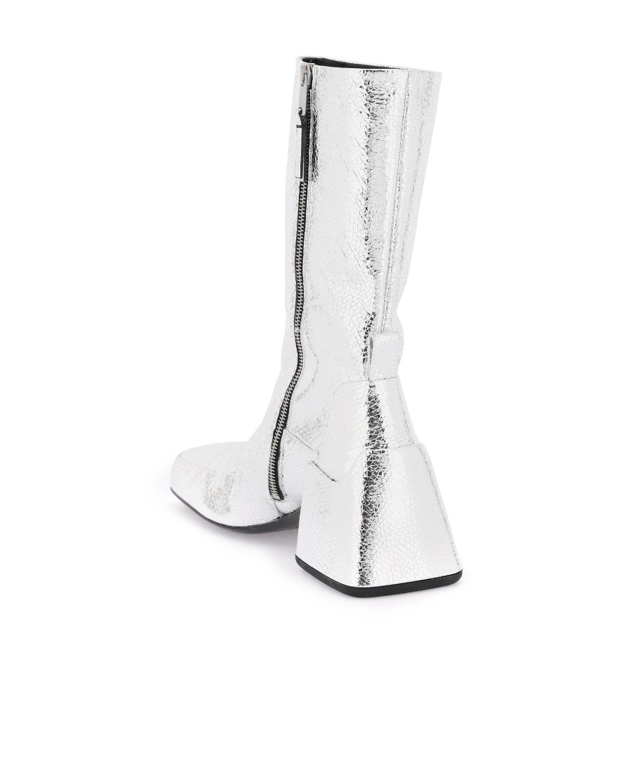 Jil Sander Cracked-effect Laminated Leather Boots In White