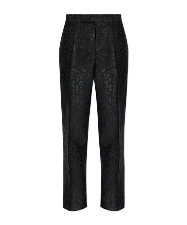 Versace Leopard-pattern Trousers In Black