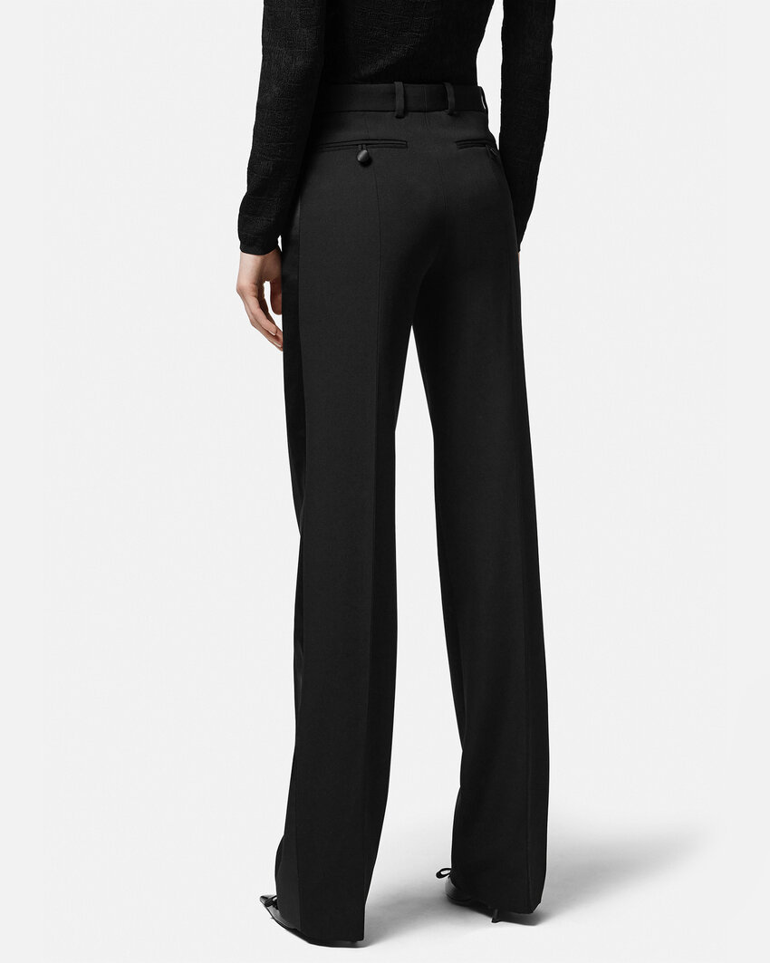 Versace Straight-leg Virgin Wool Trousers In Black