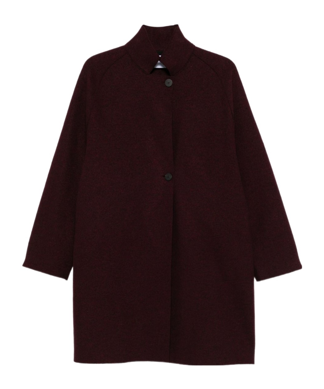 Harris Wharf London Wool Coat With High Neck And Raglan Sleeves In Burgundy