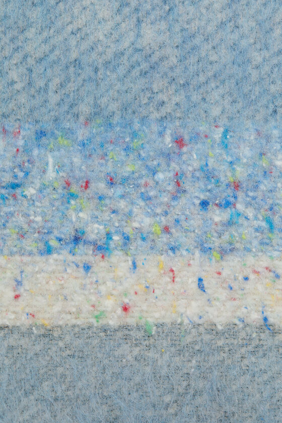 Acne Studios Fringed Logo Scarf In Blue