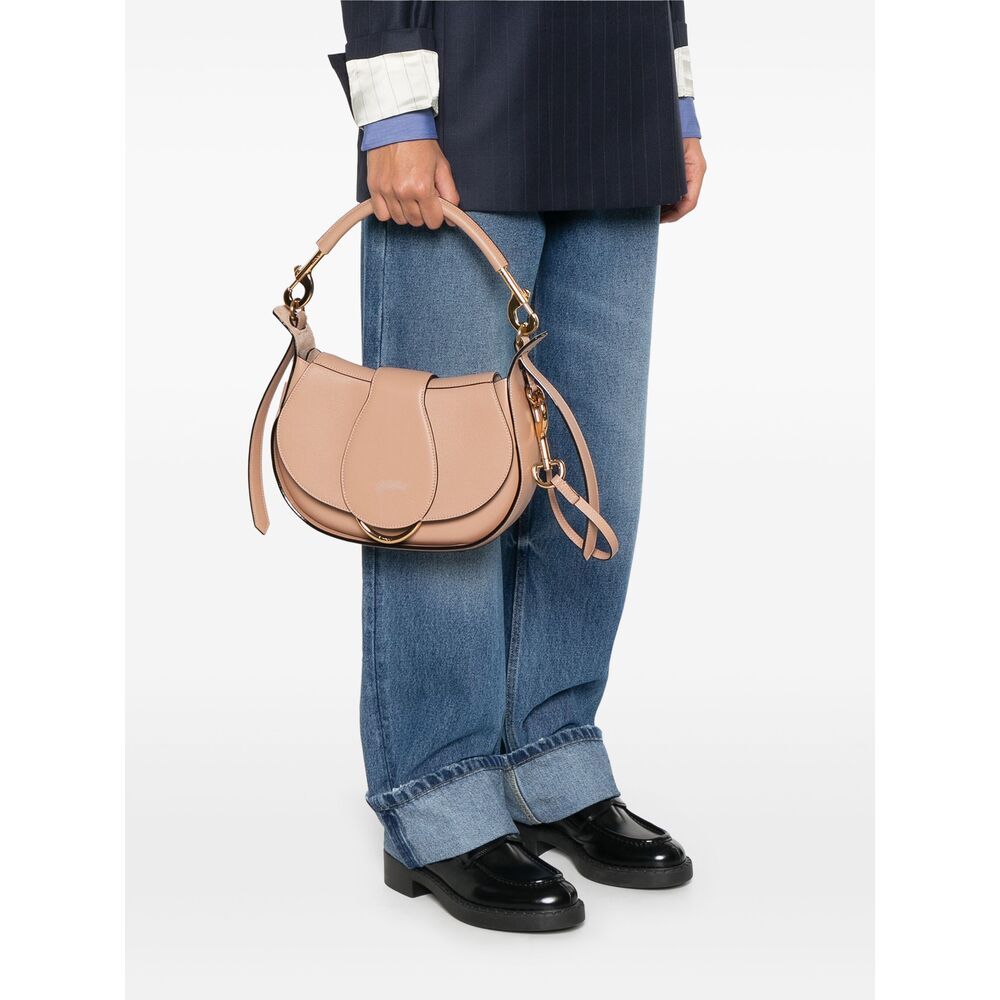 Chloé Floral Grey Calfskin Bag With Adjustable Shoulder Strap In Nude