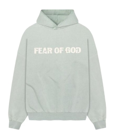 Fear Of God Heaven Distressed Logo-print Cotton-jersey Hoodie In Green