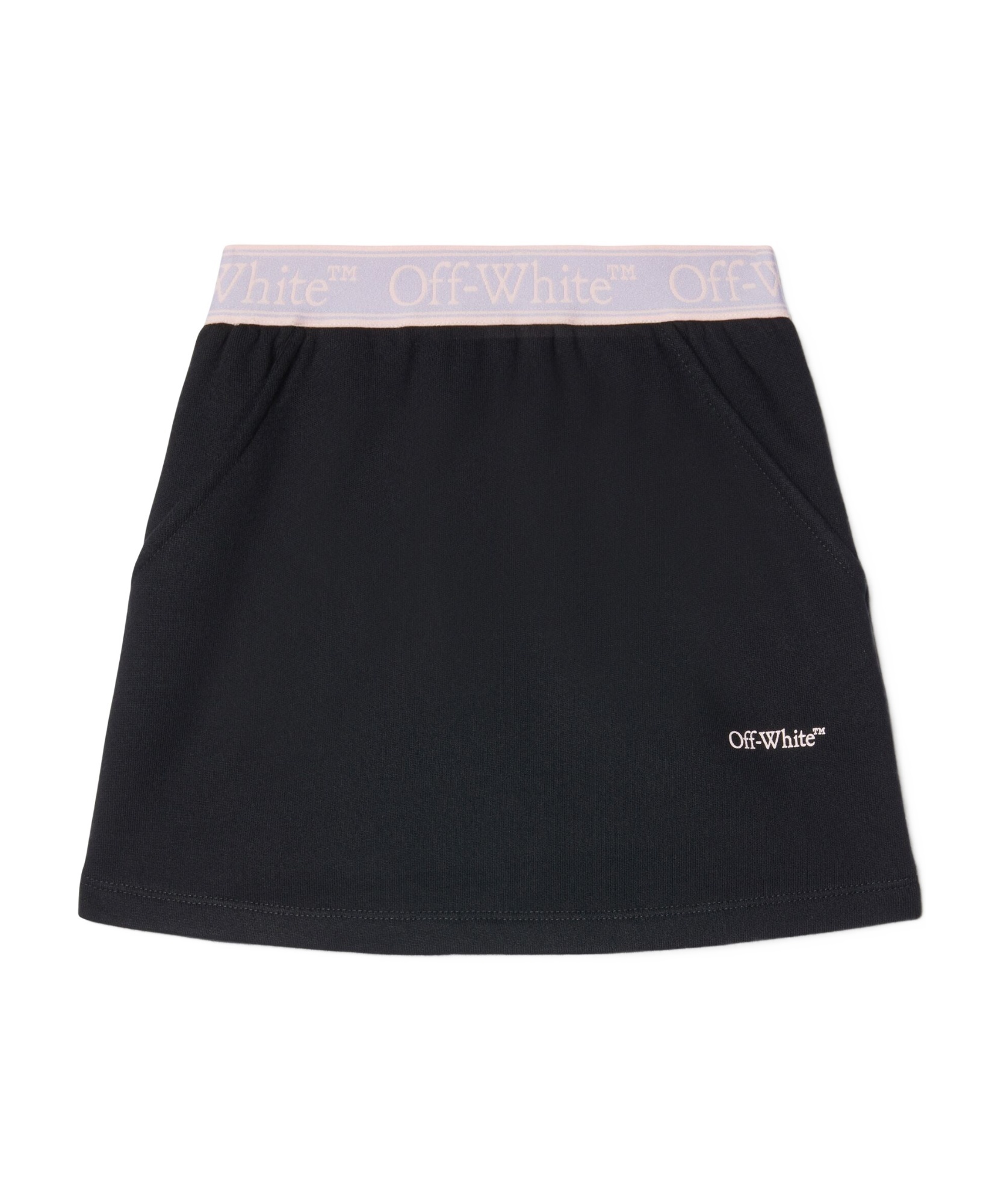 OFF-WHITE BOOKISH LOGO-WAISTBAND COTTON SKIRT 