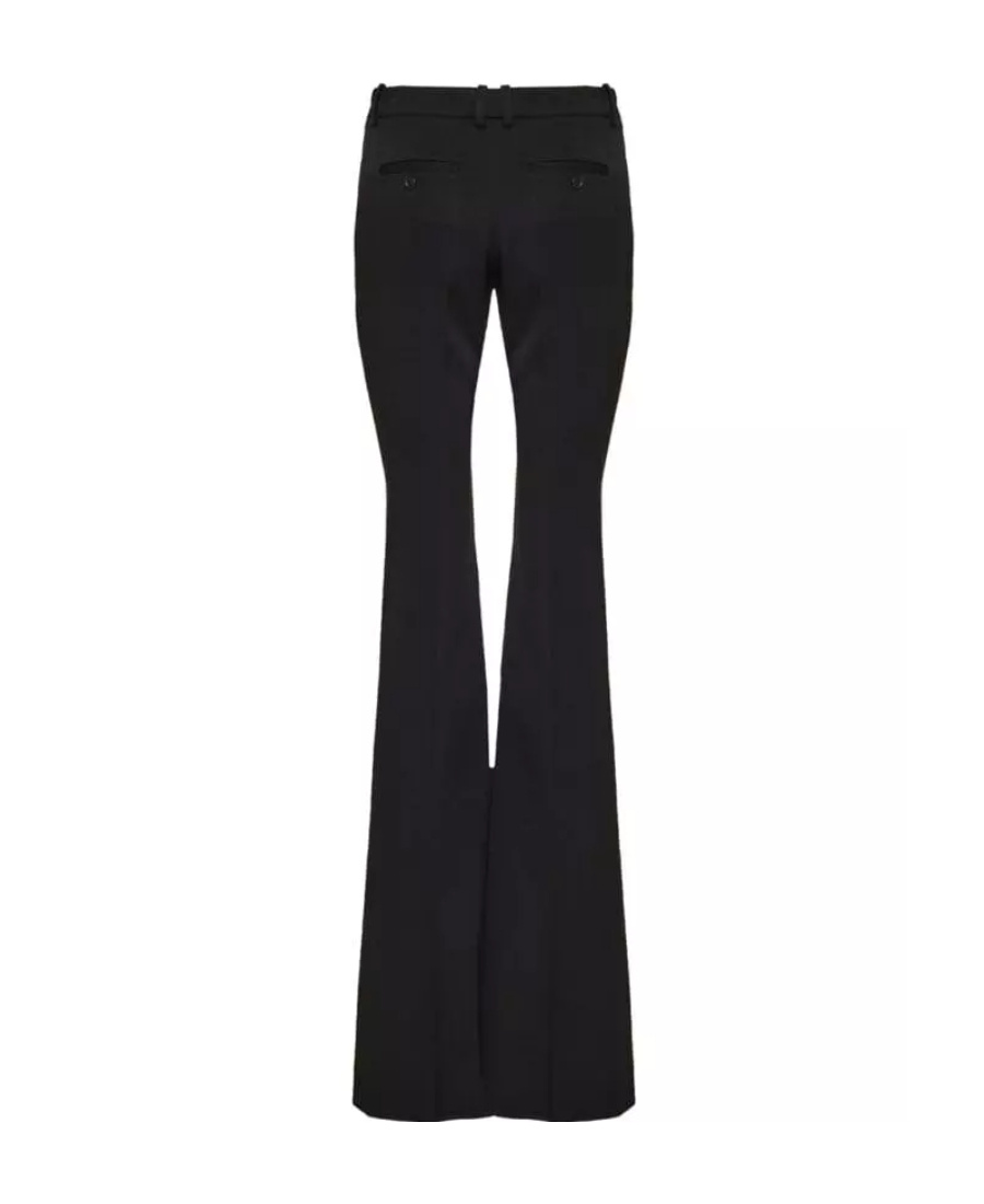 Saint Laurent Flared Wool Trousers In Black