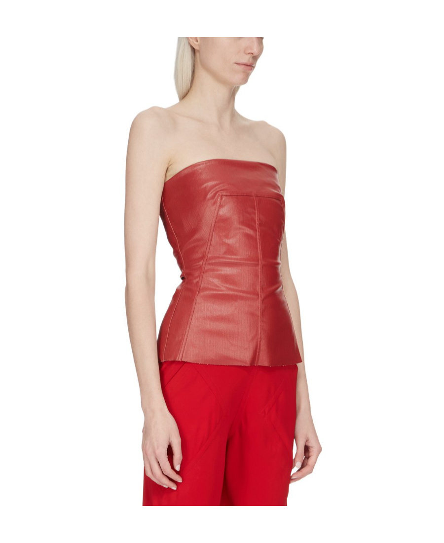Rick Owens Bustier-style Cotton Corset Top In Red