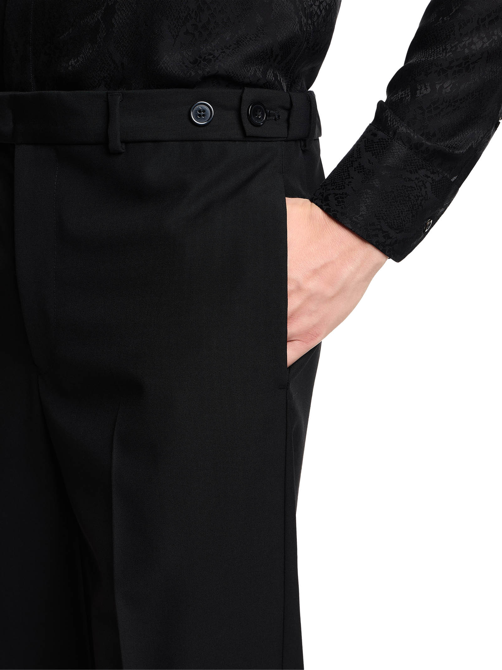 Emporio Armani Trousers With A Pleat In Virgin Wool With A Technical Finish In Black