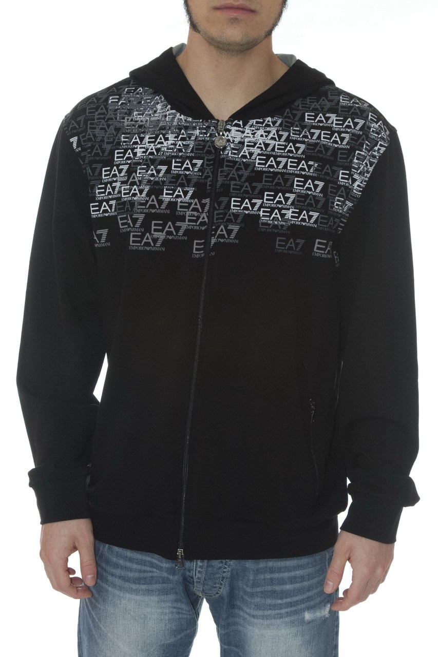 Ea7 Logo Zipper Casual Jacket In Black