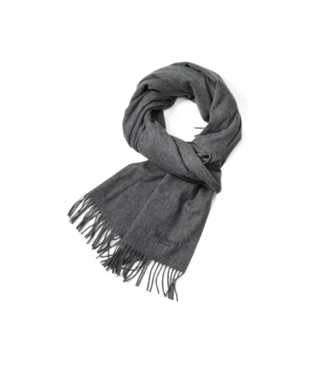 Mulberry Logo Embroidery Scarf In Black