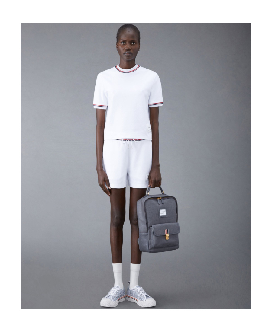 Thom Browne Logo-patch Sweat Shorts In White