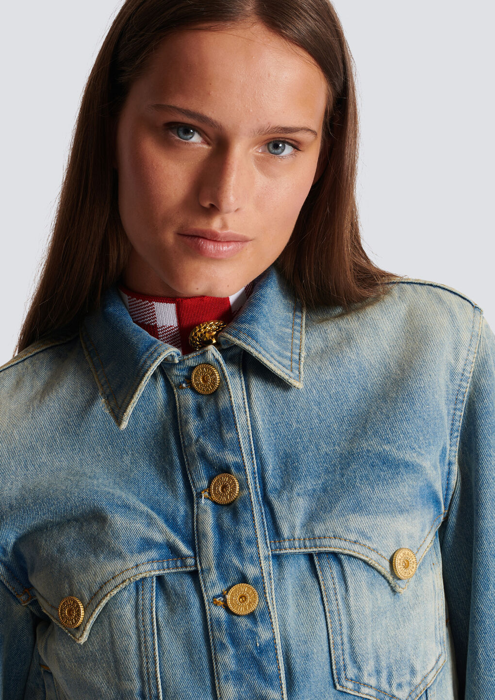 Shop Balmain Vintage Denim Jacket In Blue