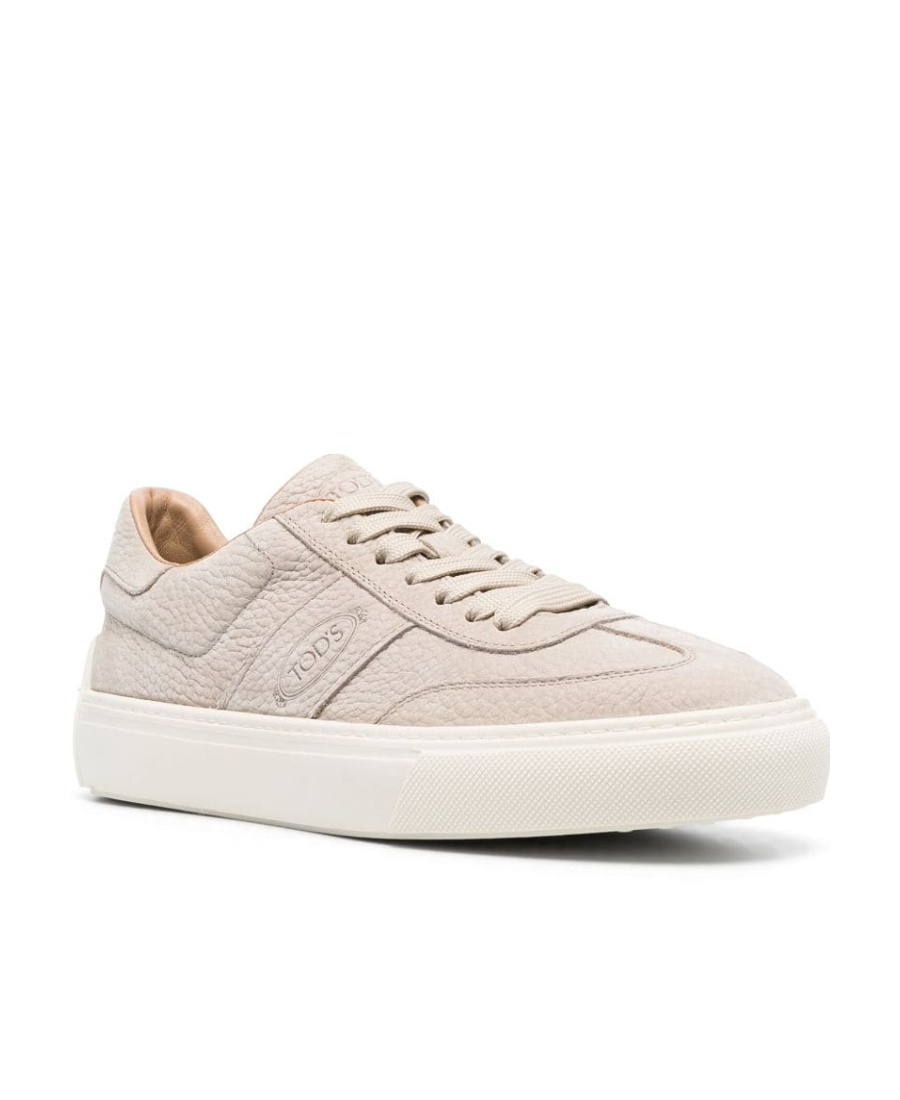 Tod's Grained Leather Low-top Sneakers In Nude
