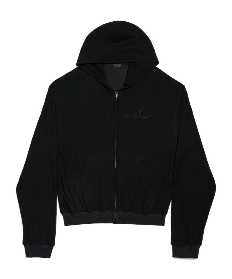 Balenciaga Bb Garderobe Zippered Hooded Hoodie In Black