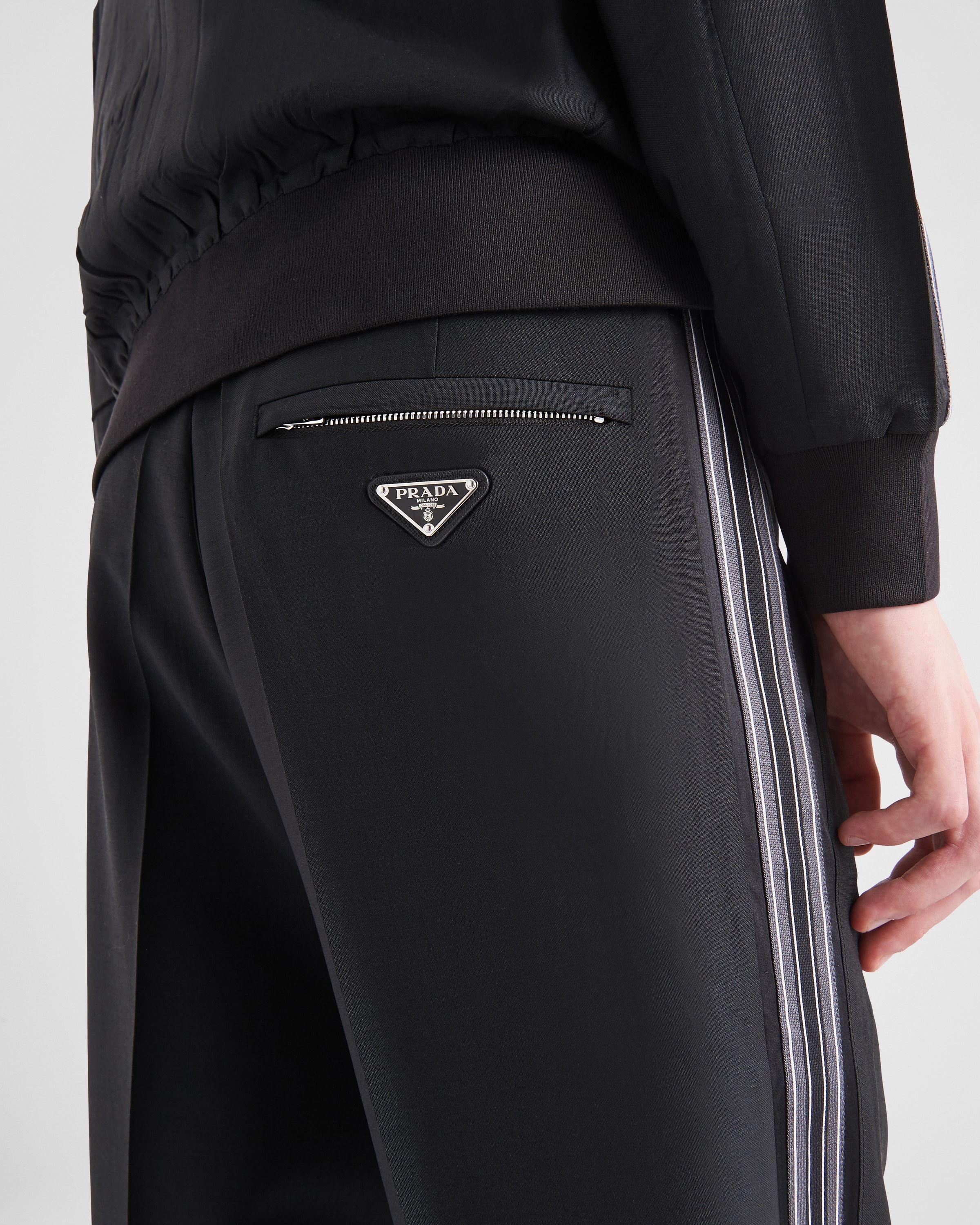 Prada Mens Black Slim-fit Straight-leg Woven Trousers In Black