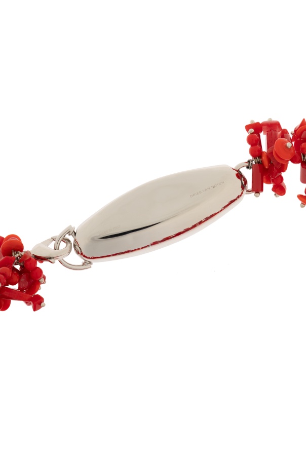 Dries Van Noten Chunky Beaded Statement Necklace In Red