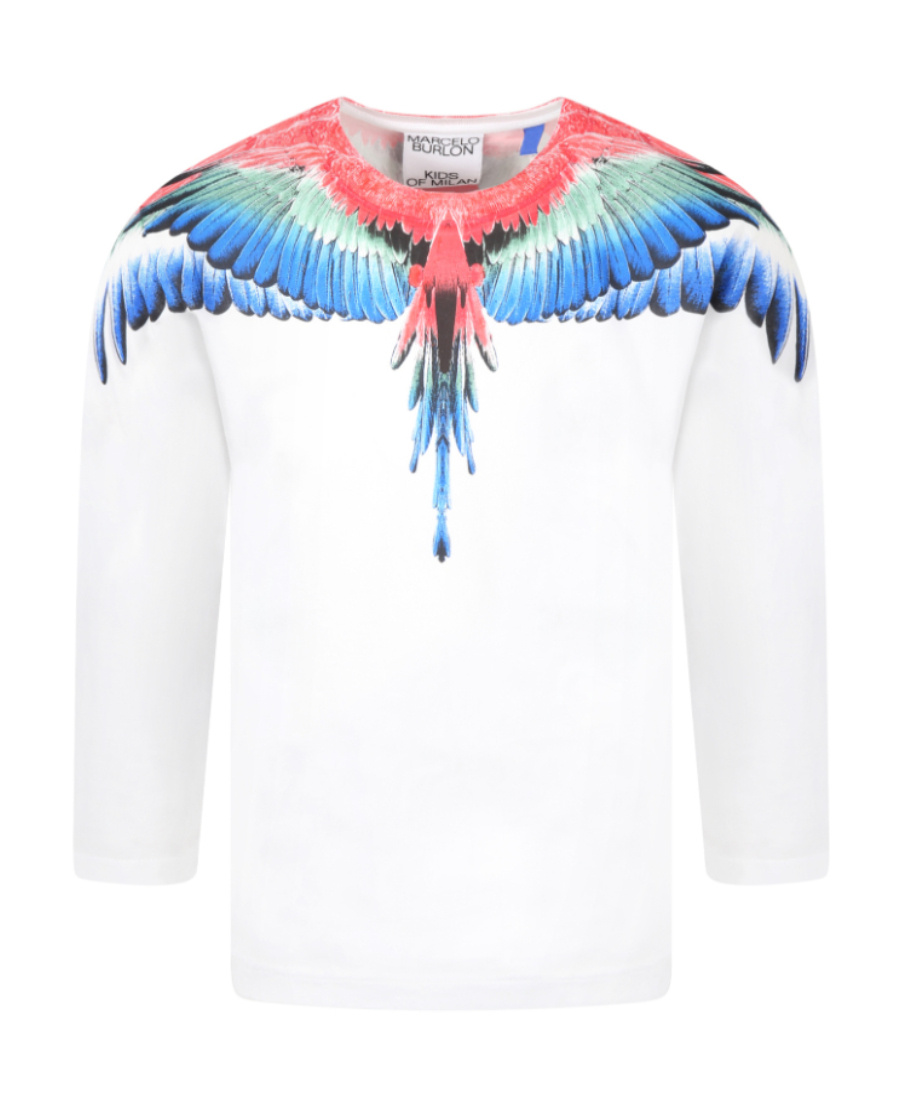 Marcelo Burlon County Of Milan Wings-print Cotton T-shirt In Blue