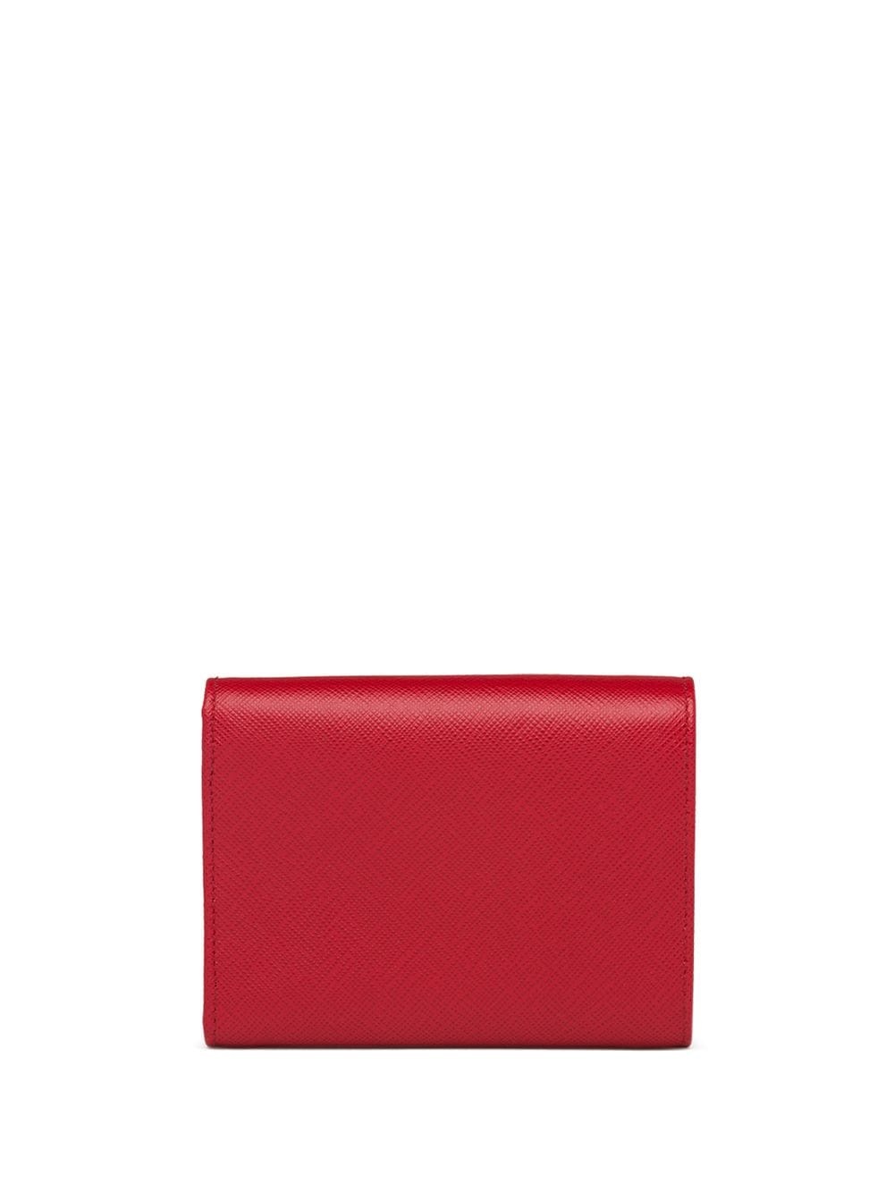 Prada Trifold Leather Wallet In Red