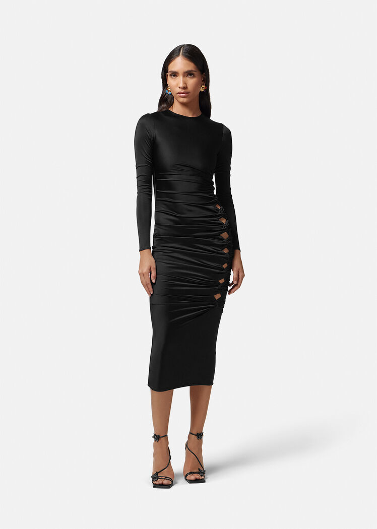 Versace X Dua Lipa Cut-out Midi Dress In Black