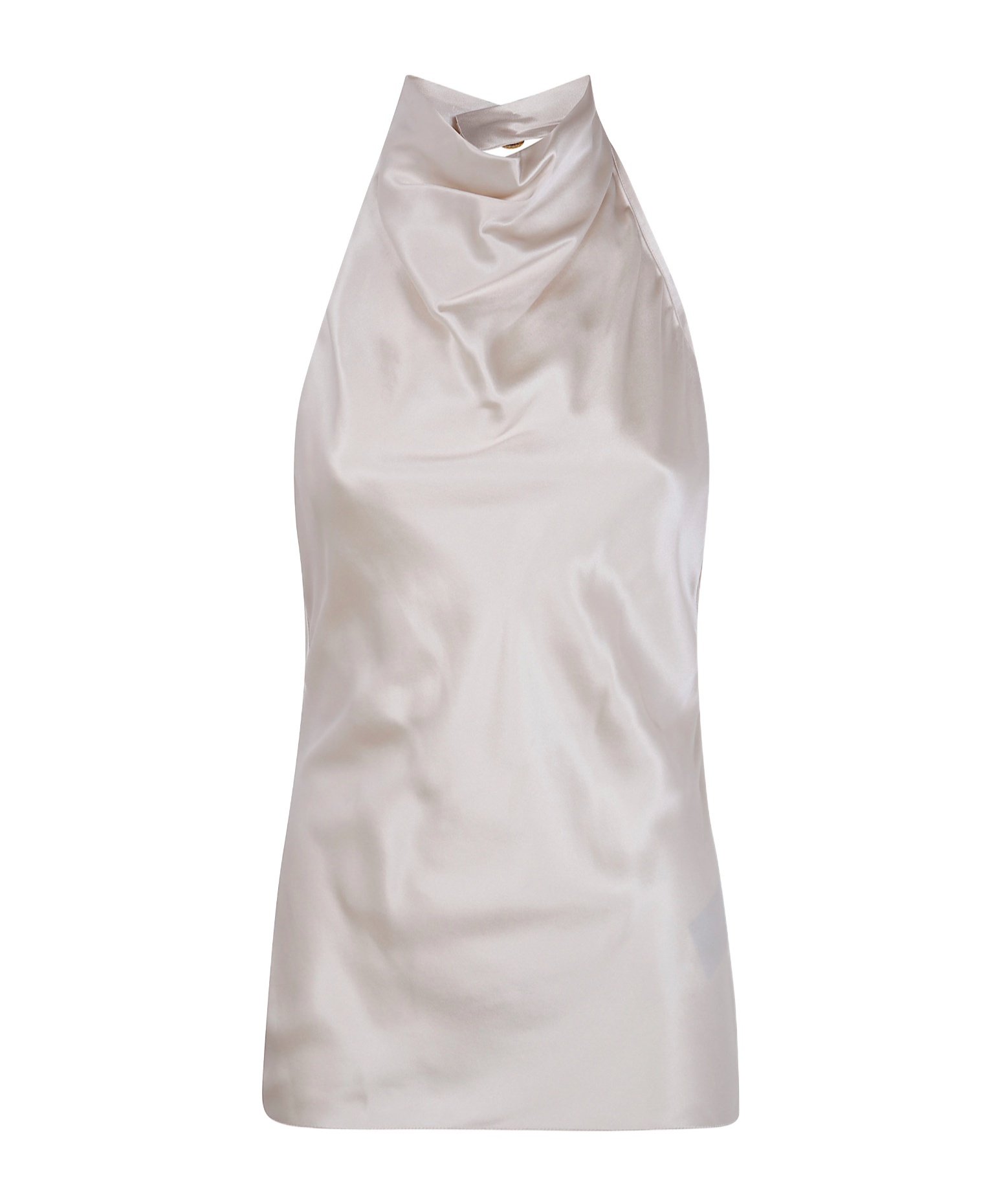 Balmain Halterneck Crepe Satin Top Clothing In Neutral