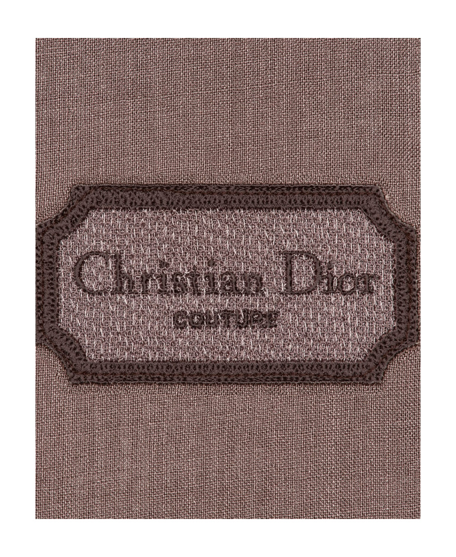 Dior Homme Logo Patch Fringed Scarf In Brown