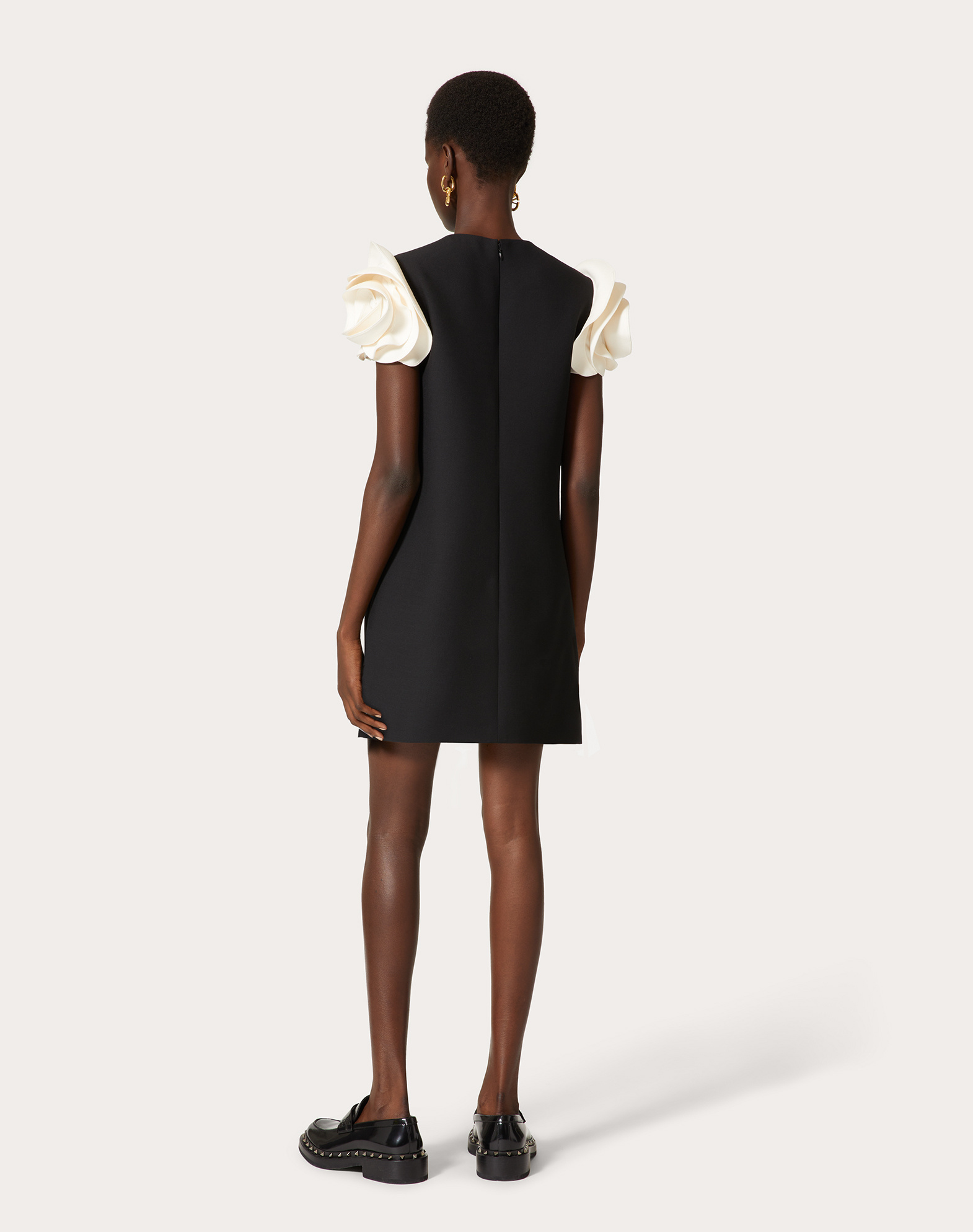 Valentino Dress With Round Neckline And Ruffled Sleeves In Black