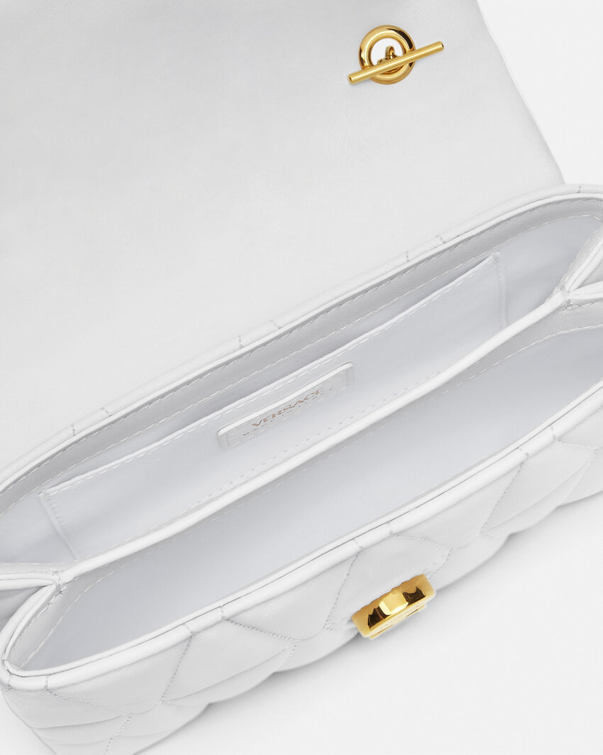 Versace Kleio Quilted Mini Bag In White