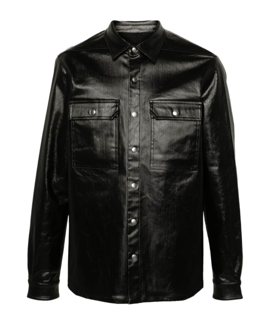 Rick Owens Black Porterville Outershirt Leather Jacket In Black