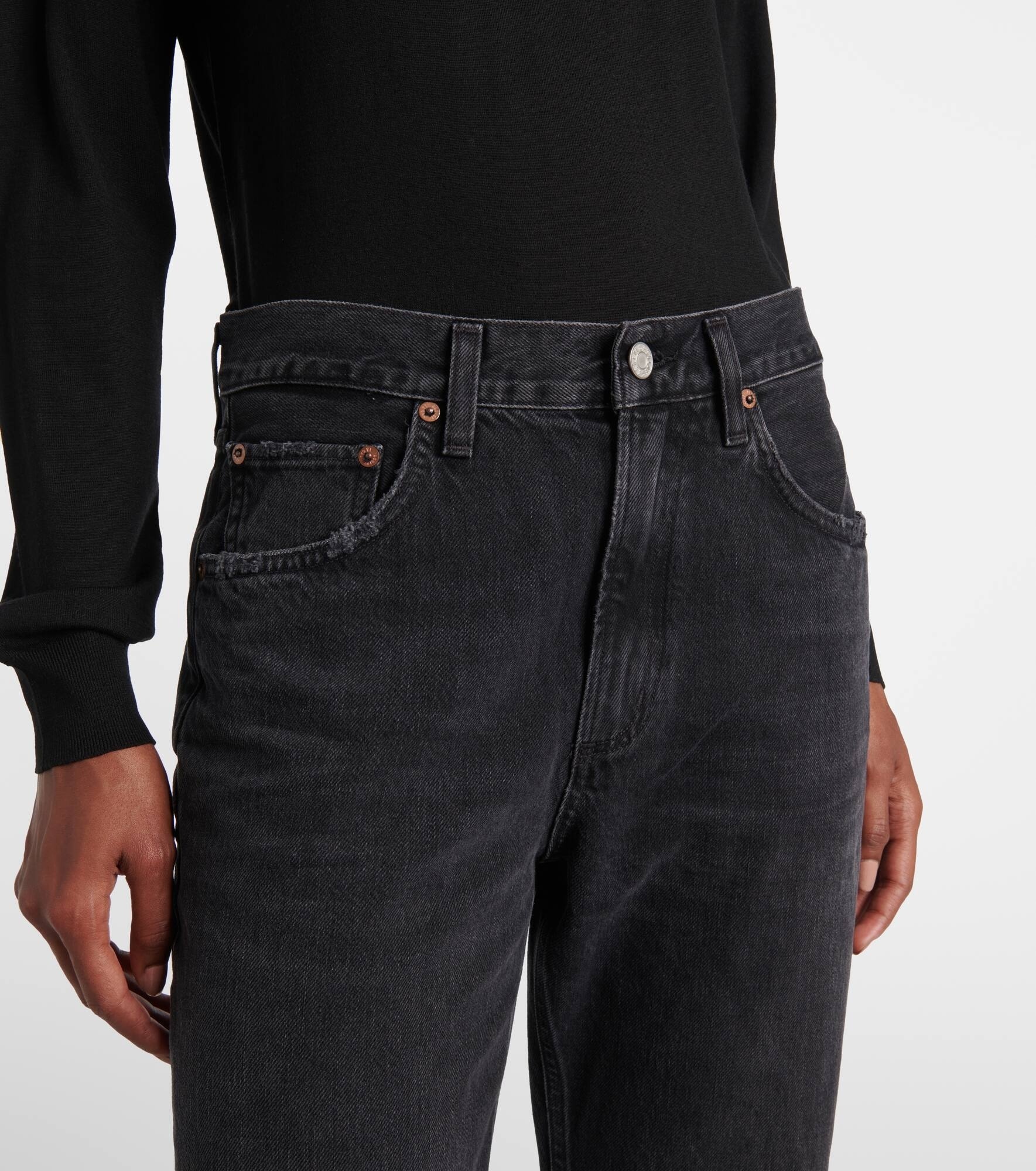 Agolde Valen Mid-rise Straight-leg Denim Trousers In Black