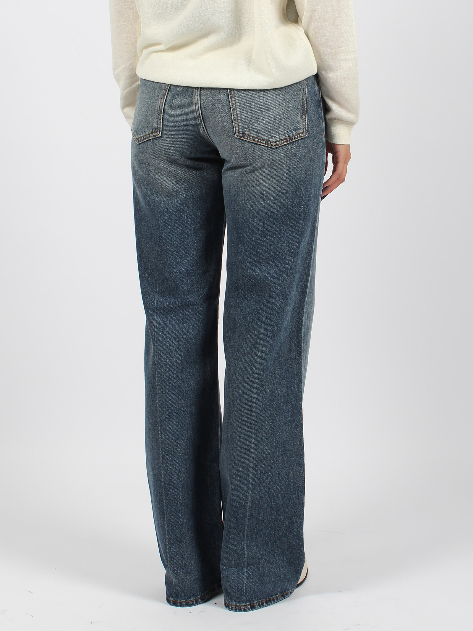 Haikure Belt Ring Denim Trousers In Blue