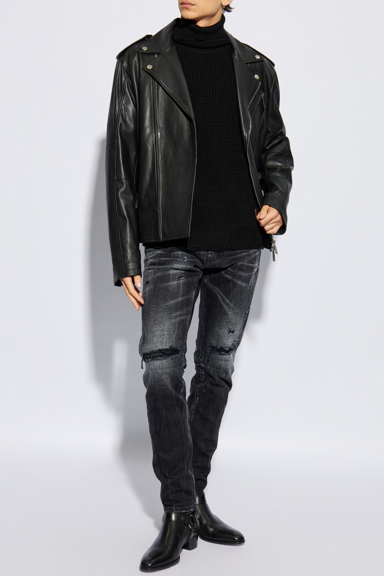 Shop Dsquared2 Distressed Skinny Jeans In Black