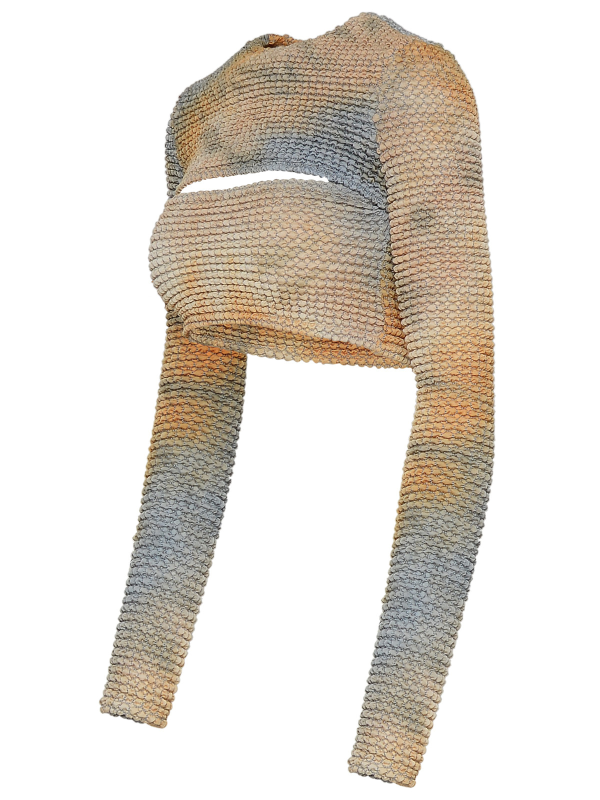 Off-white Slash Cutout Tie-dye Smocked Crop Top In Nude