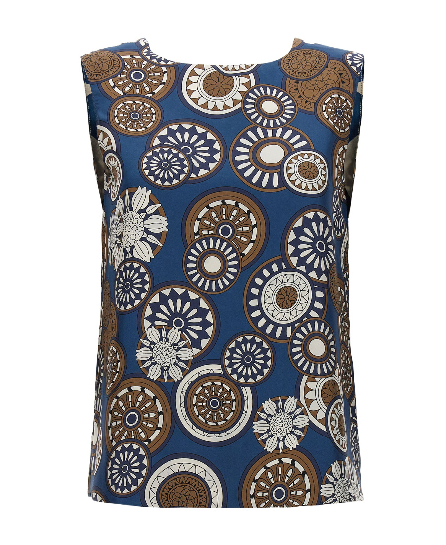 Max Mara Reversible Geometric Pattern Top In Blue