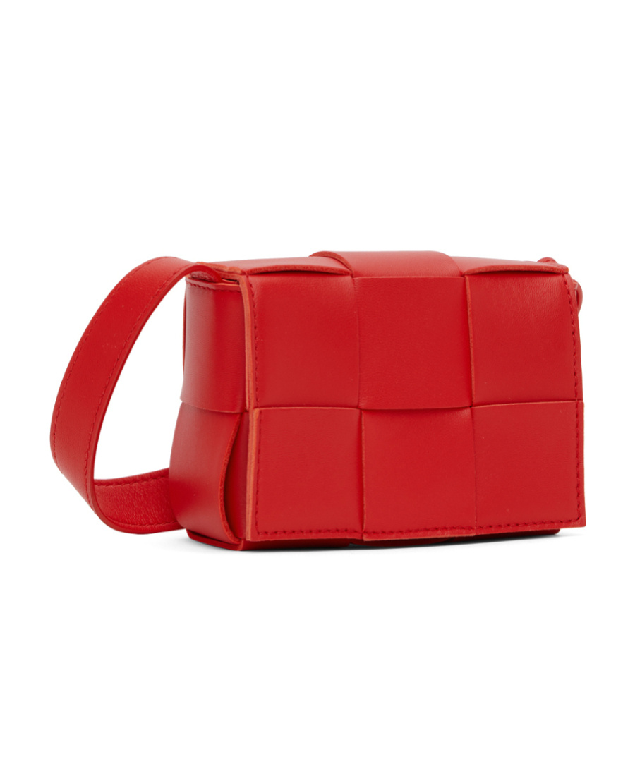 Bottega Veneta Mini Cassette Shoulder Bag In Red