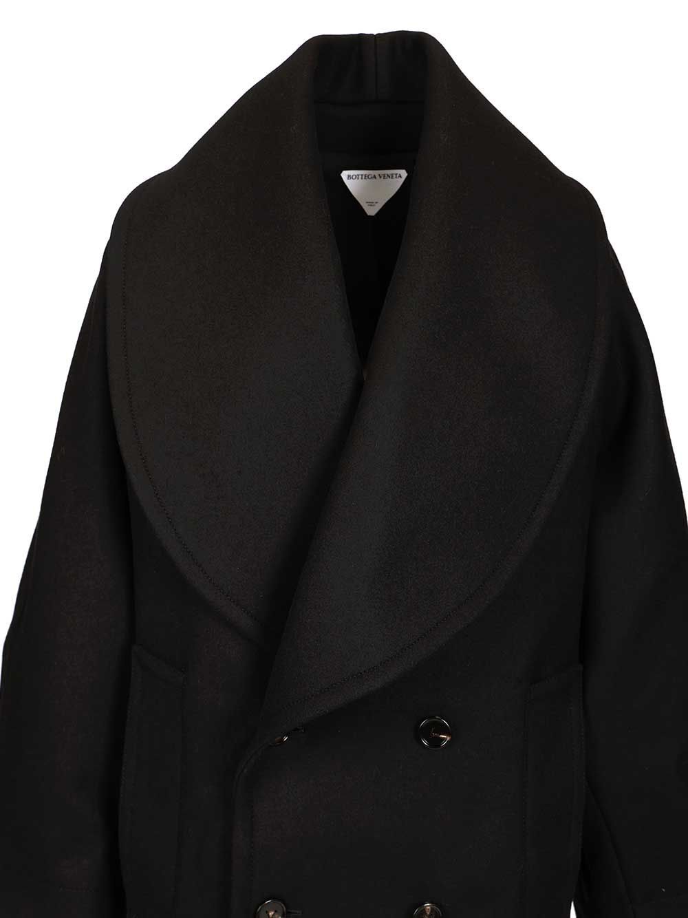 Bottega Veneta Double-breasted Coat Coats Black In Black