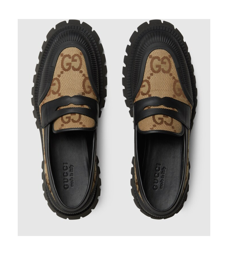 Gucci Gg Canvas Lug-sole Loafers In Multi