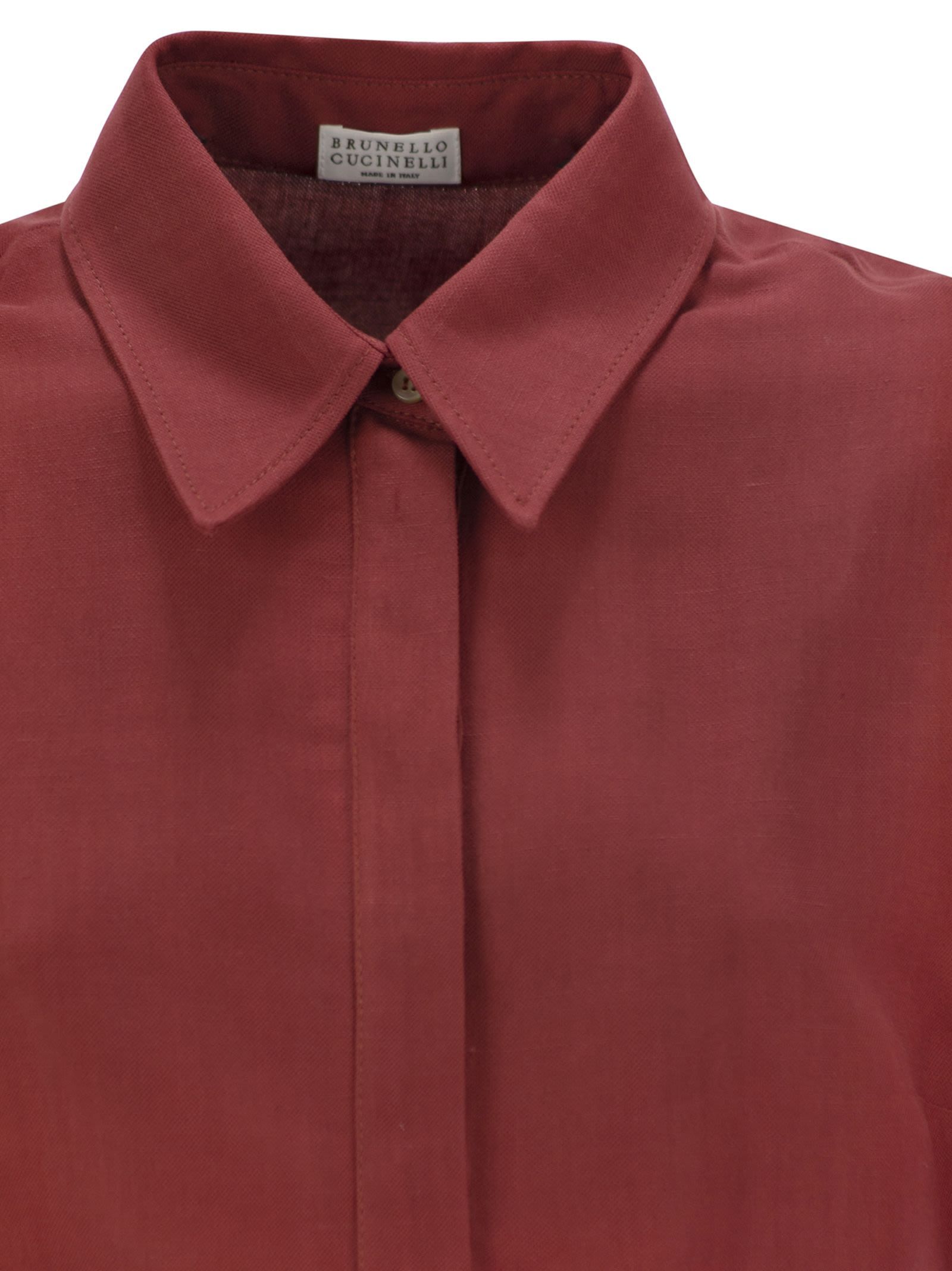 Brunello Cucinelli Short Sleeve Dress In Red
