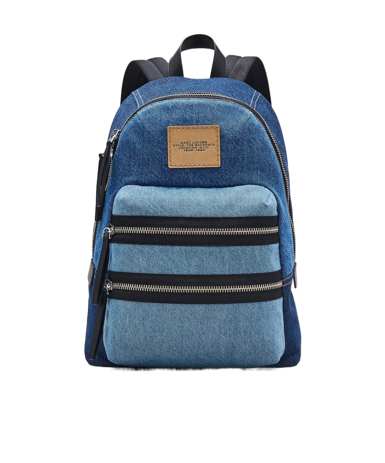 Marc Jacobs Large The Colourblock Denim Backpack In Blue