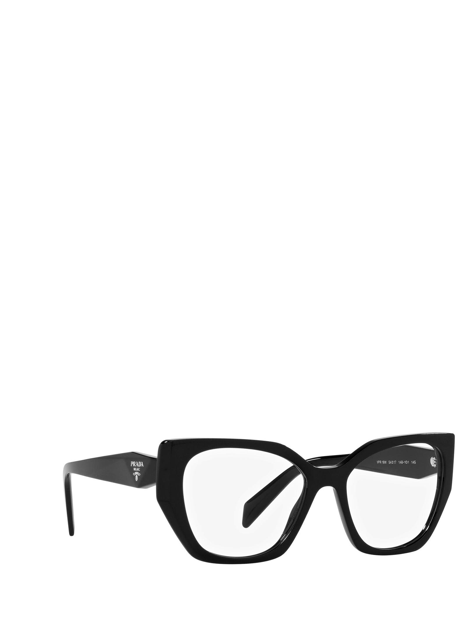 Prada Logo-engraved Cat-eye Glasses In Black