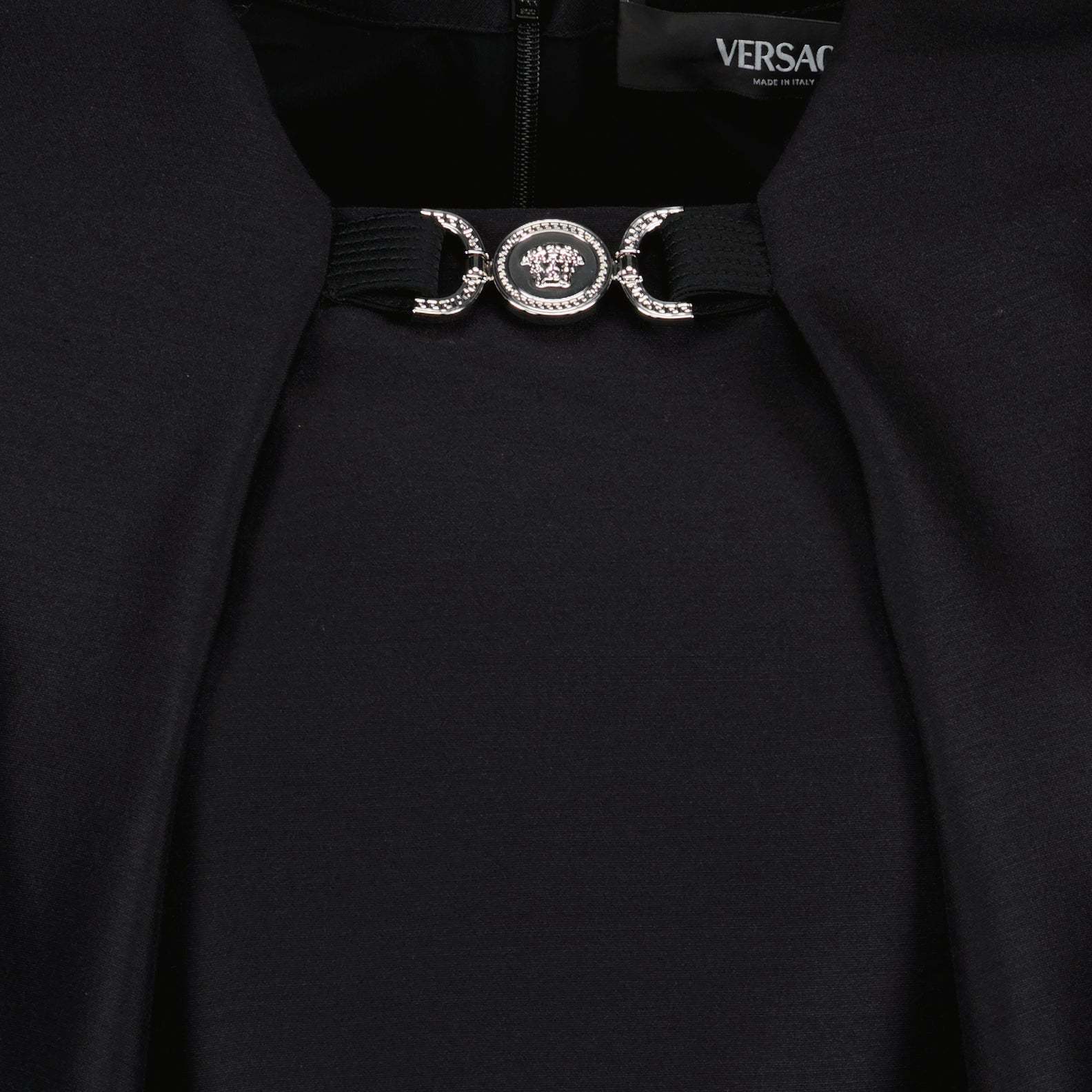 Versace Sleeveless Structured Twill Dress In Black
