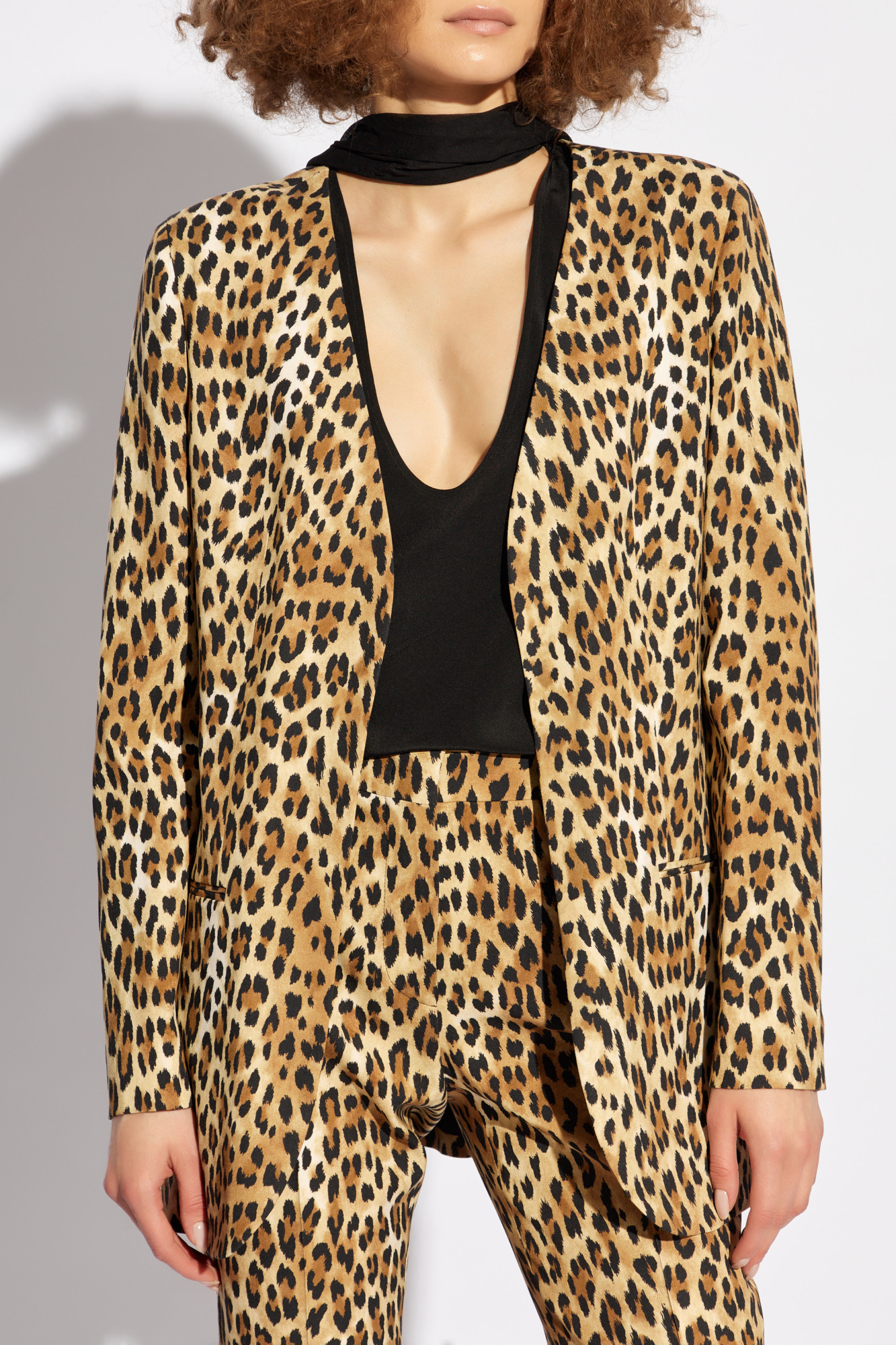 Moschino Single-breasted Leopard Print Blazer In Nude