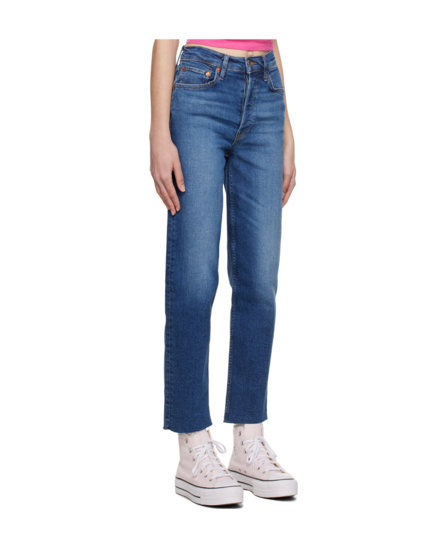 Re/done 70s Stove Pipe Jeans In Blue
