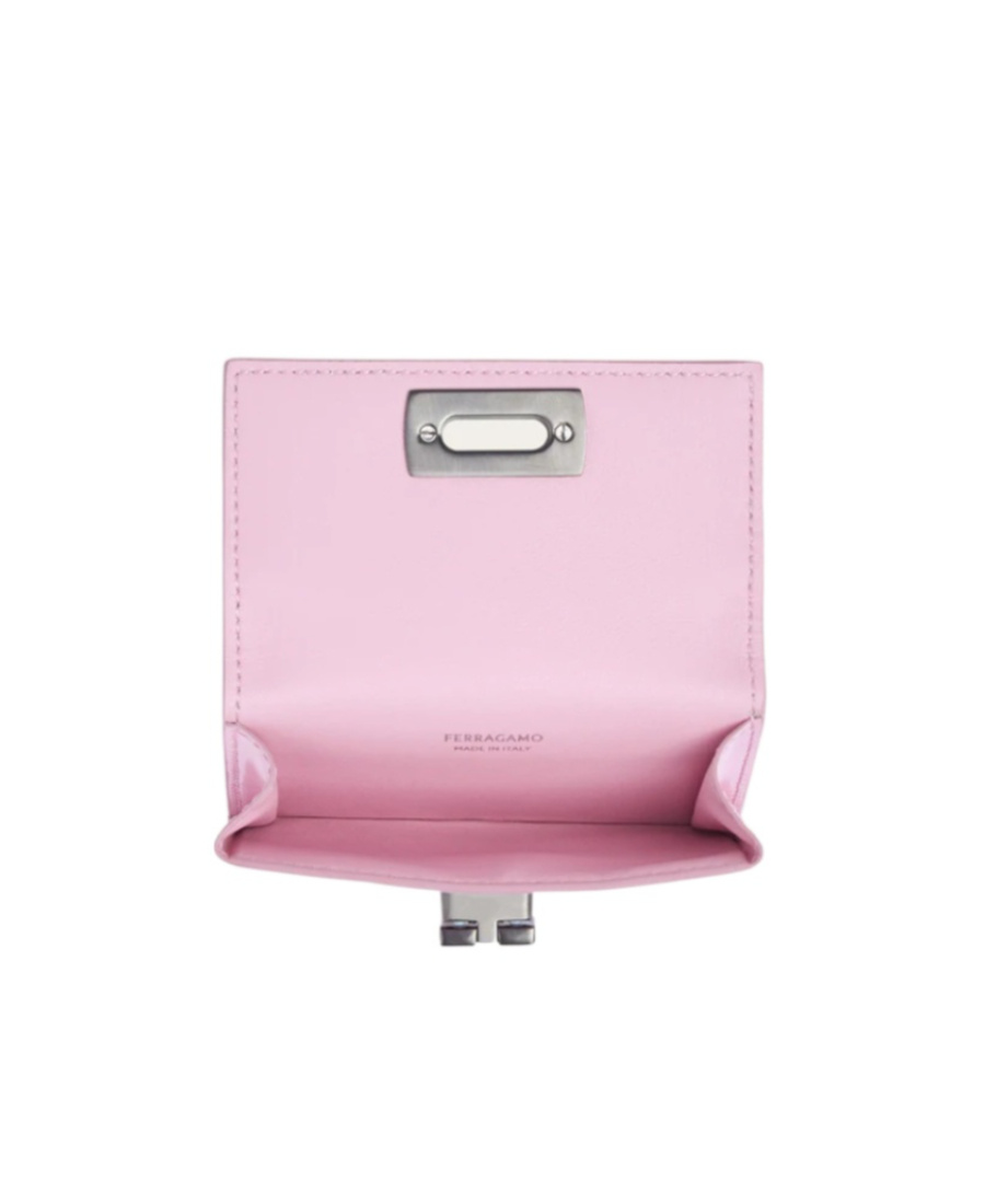 Ferragamo Salvatore Gancini Clasp Credit Card Holder In Pink