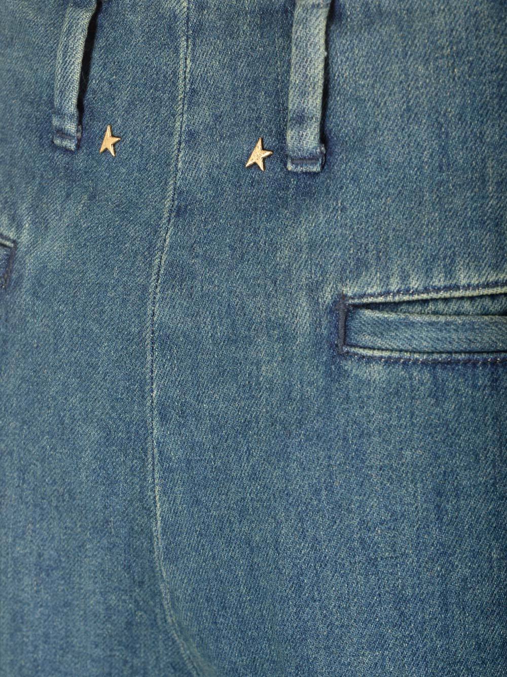 Shop Golden Goose Womens Blue Cotton Pleated Pants