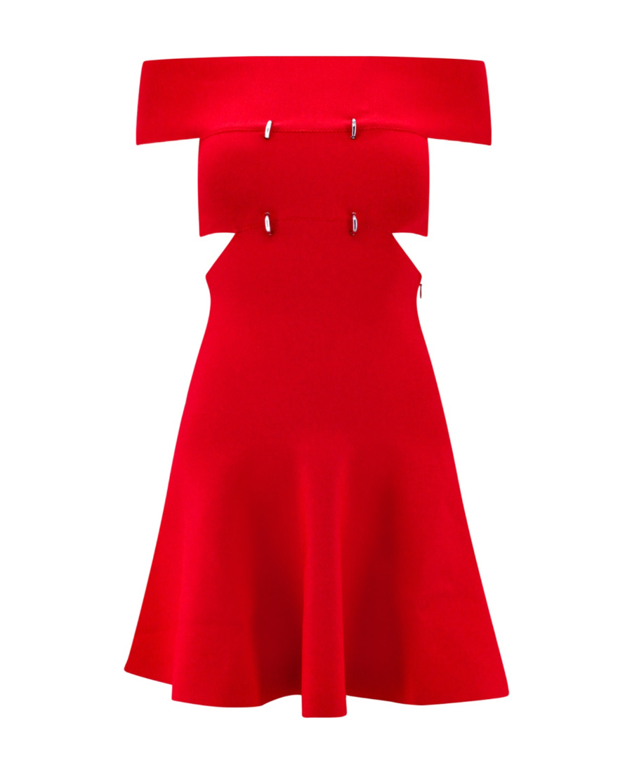 Alexander Mcqueen Off-shoulder Cutout Jersey Minidress In Red