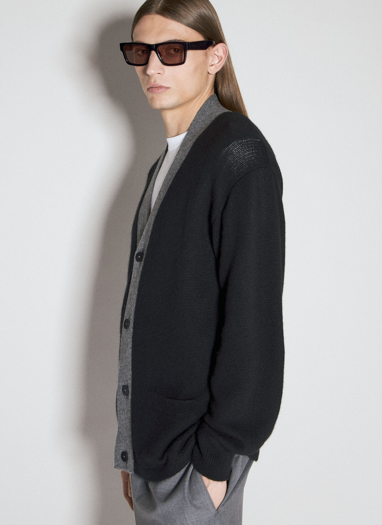 Prada Cashmere Cardigan With Long Sleeves And Front Pockets In Black