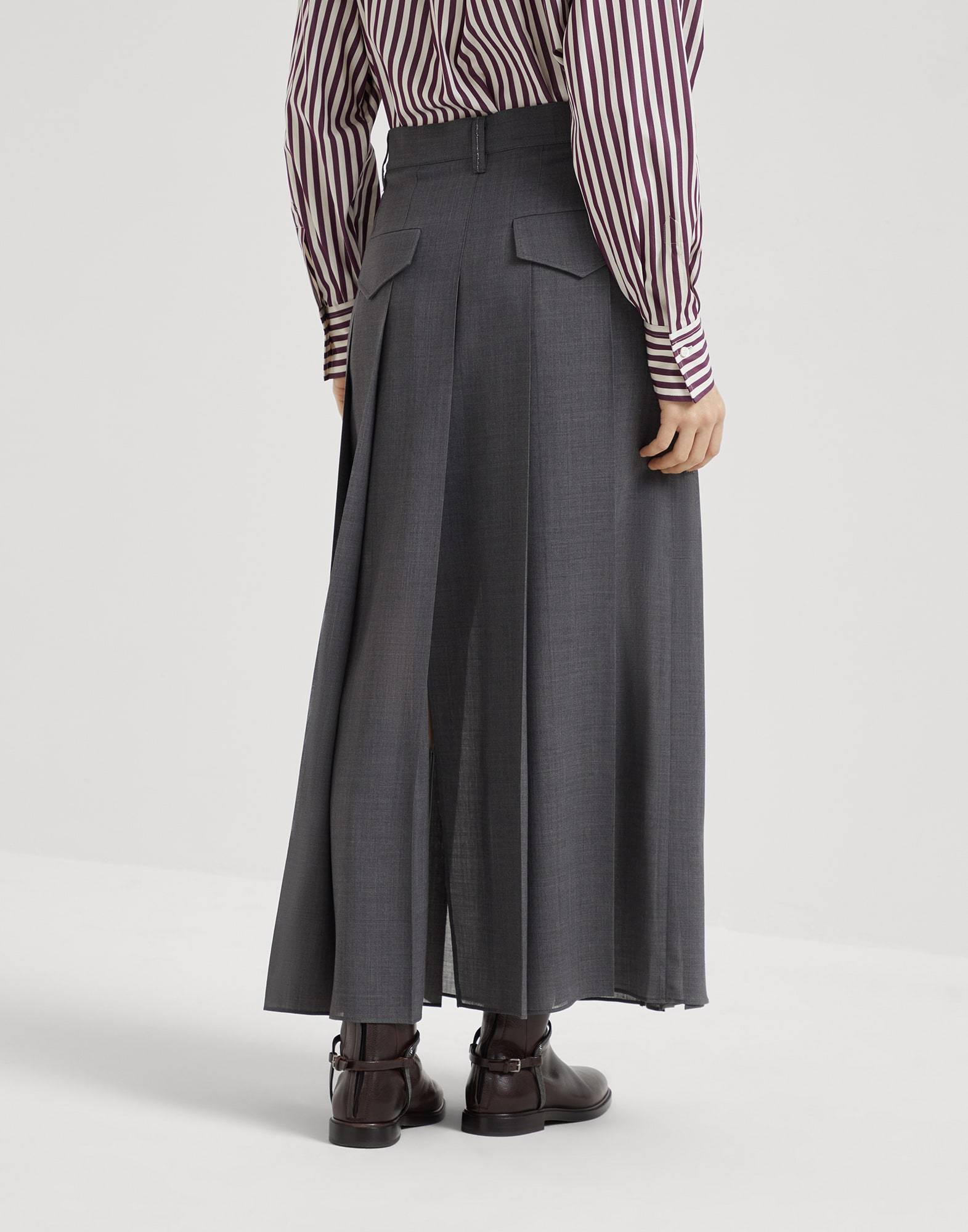 Brunello Cucinelli Wool Skirt In Gray