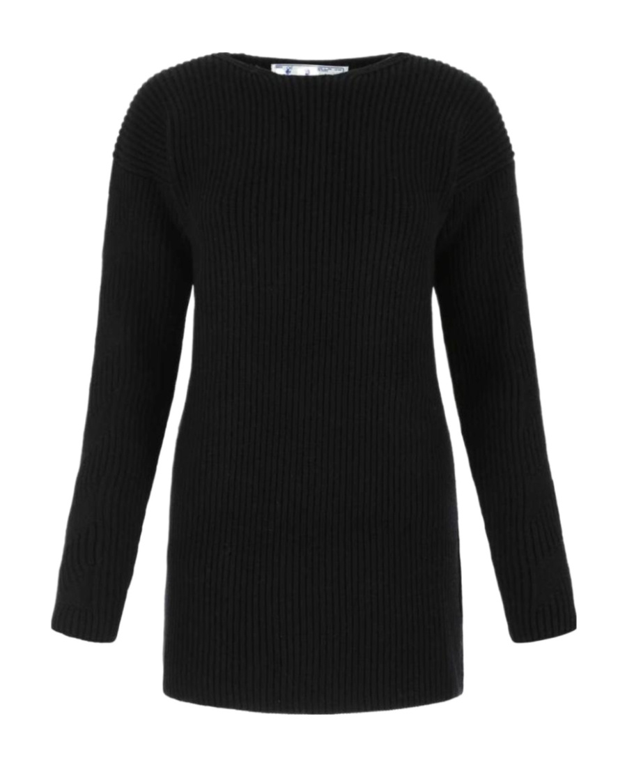 Off-white Ribbed-knit Wool Jumper In Black