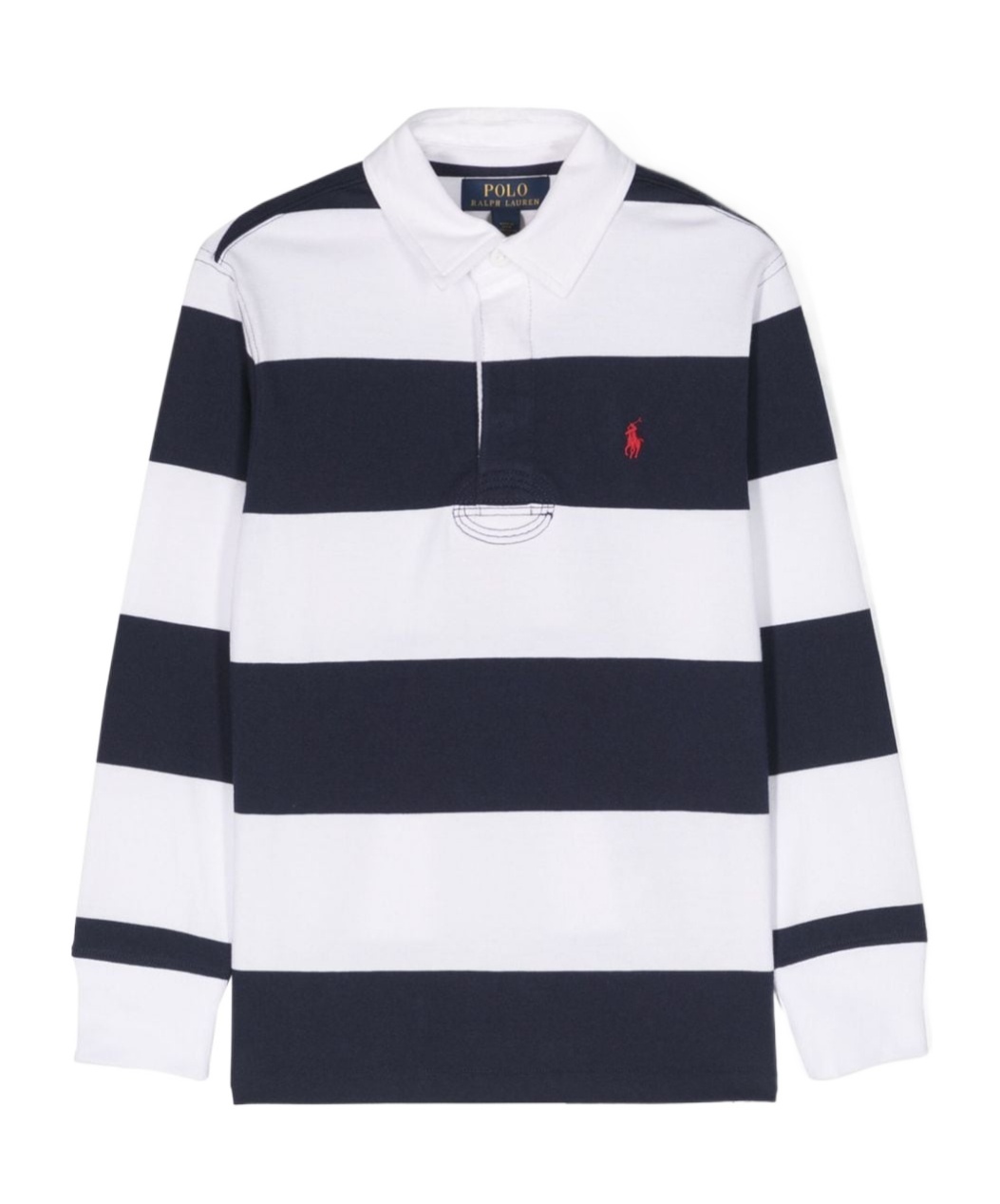 Polo Ralph Lauren Teen Boys Blue Stripe Cotton Rugby Shirt In White