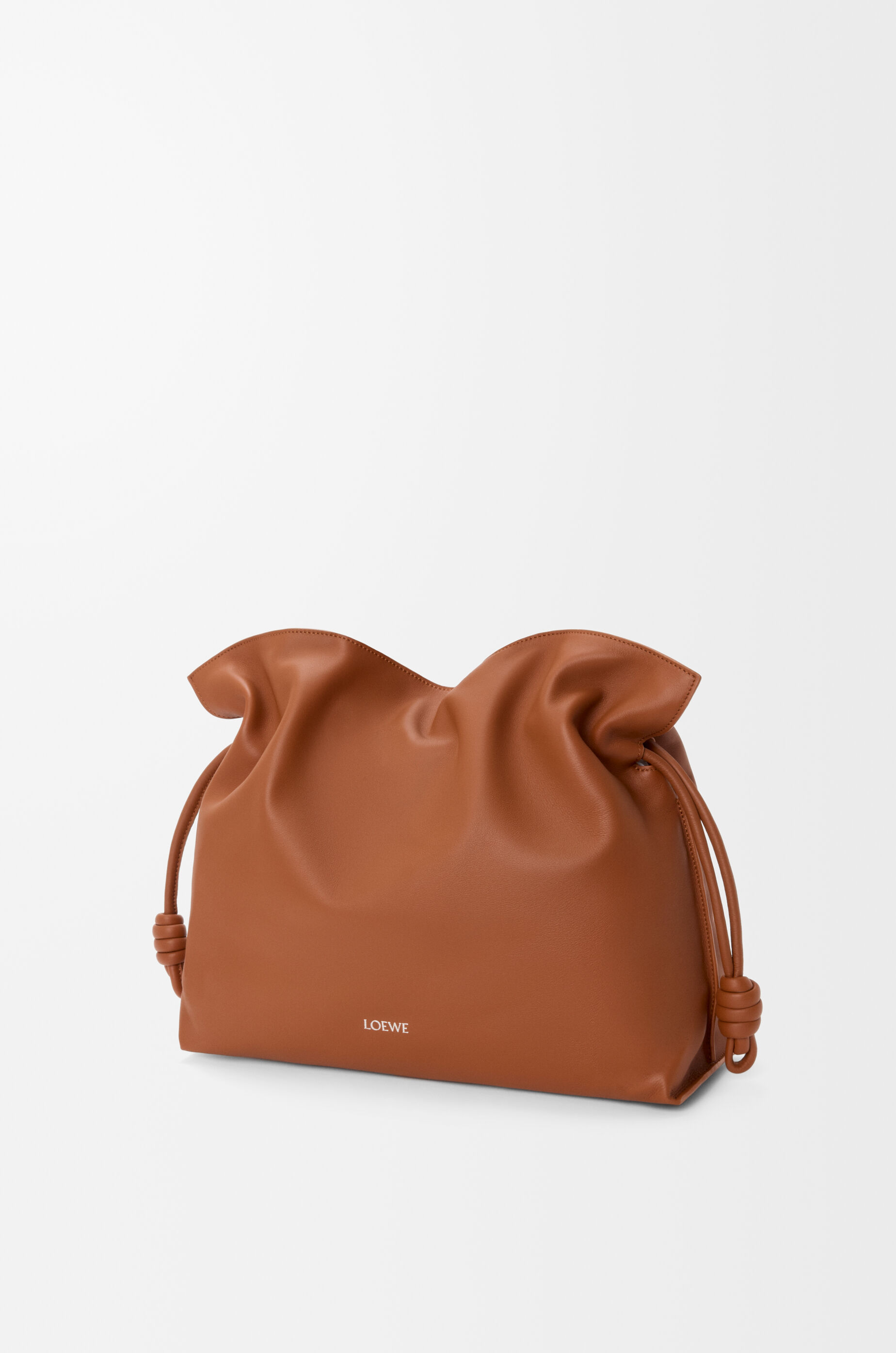 Loewe Large Leather Flamenco Clutch Shoulder Bag In Brown