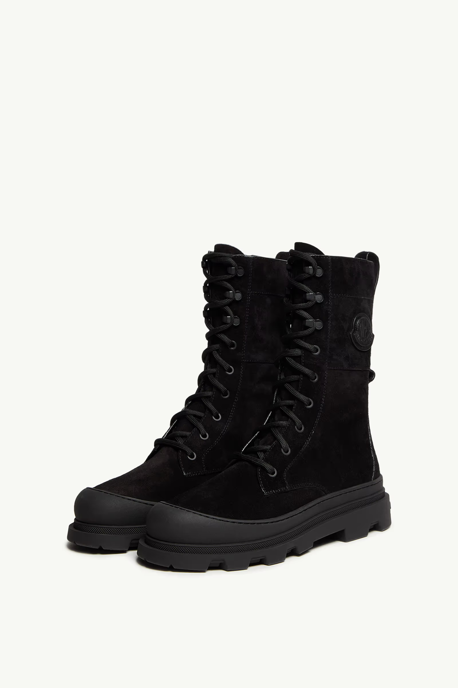Moncler Vera High Suede Lace-up Boots In Black